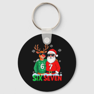 Funny Santa Reindeer 6 7 Christmas Meme Six Seven  Key Ring
