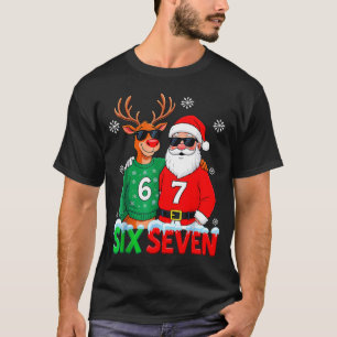 Funny Santa Reindeer 6 7 Christmas Meme Six Seven  T-Shirt