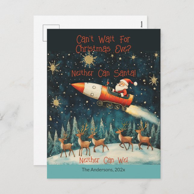 Funny Santa Retro Christmas Eve Postcard (Front/Back)