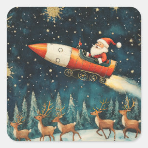 Funny Santa Retro Christmas Eve Square Sticker