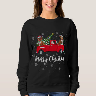 Funny Santa Riding Christmas Tree Truck Bulldog Ch Sweatshirt