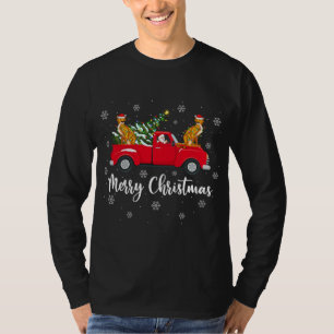 Funny Santa Riding Christmas Tree Truck Cheetah Ch T-Shirt