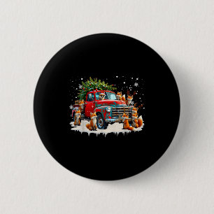 Funny Santa Riding Christmas Tree Truck Fox Christ 6 Cm Round Badge