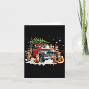 Funny Santa Riding Christmas Tree Truck Fox Christ Card