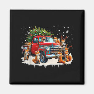 Funny Santa Riding Christmas Tree Truck Fox Christ Magnet