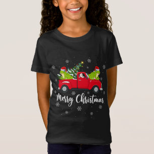 Funny Santa Riding Christmas Tree Truck Frog Chris T-Shirt