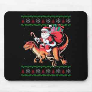Funny Santa Riding Dinosaur Animal Ugly Christmas Mouse Mat