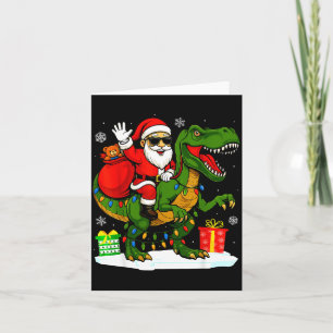 Funny Santa Riding Dinosaur T Rex Christmas Santa Card