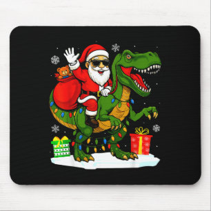 Funny Santa Riding Dinosaur T Rex Christmas Santa Mouse Mat