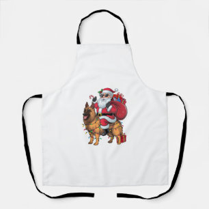 Funny Santa Riding German Shepherd Dog Christmas  Apron