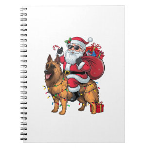 Funny Santa Riding German Shepherd Dog Christmas Notebook