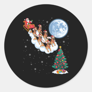 Funny Santa Riding German Shepherd Dog Tree Christ Classic Round Sticker