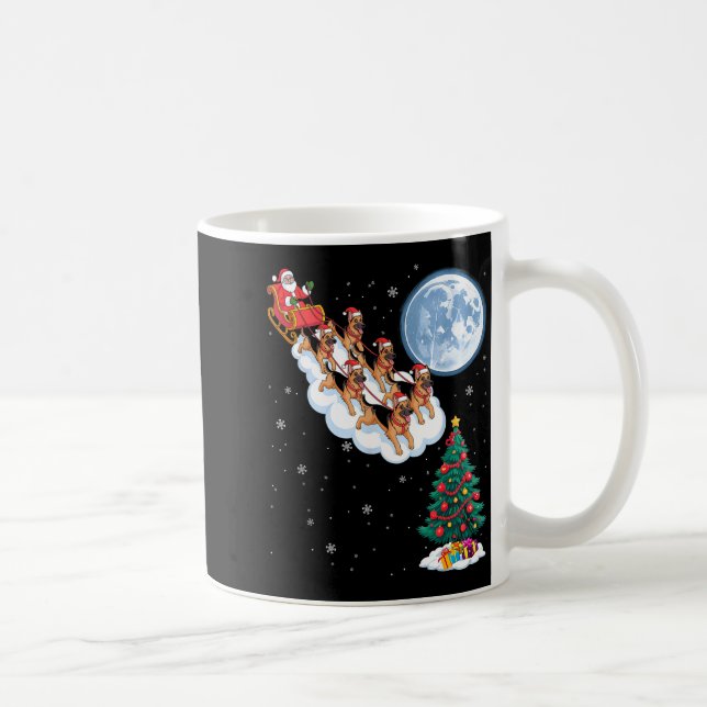 Funny Santa Riding German Shepherd Dog Tree Christ Coffee Mug (Right)