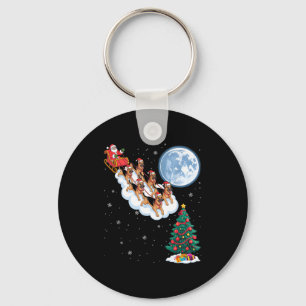 Funny Santa Riding German Shepherd Dog Tree Christ Key Ring