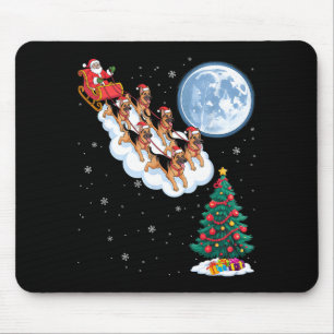 Funny Santa Riding German Shepherd Dog Tree Christ Mouse Mat