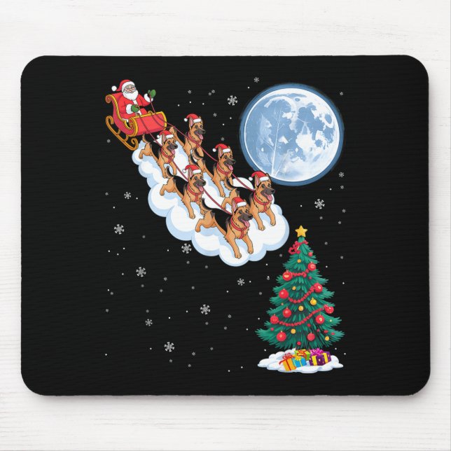Funny Santa Riding German Shepherd Dog Tree Christ Mouse Mat (Front)
