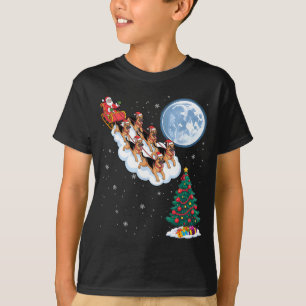Funny Santa Riding German Shepherd Dog Tree Christ T-Shirt