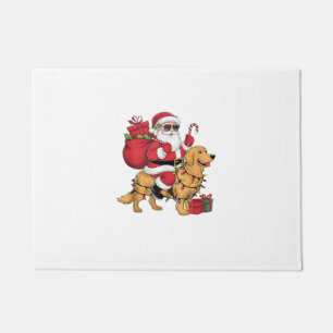 Funny Santa Riding Golden Retriever Dog Christmas Doormat