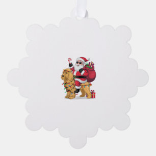 Funny Santa Riding Goldendoodle Dog Christmas Tree Decoration Card