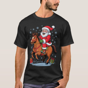 Funny Santa Riding Horse Equestrian Christmas Xmas T-Shirt