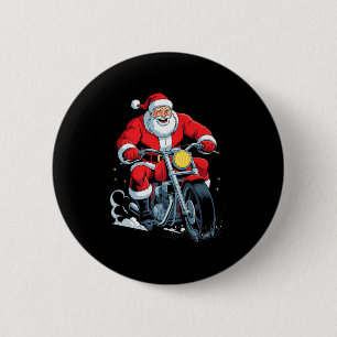 Funny Santa Riding Motorcycle Holiday Christmas Xm 6 Cm Round Badge