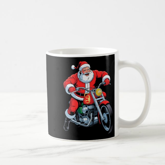 Funny Santa Riding Motorcycle Holiday Christmas Xm Coffee Mug (Right)