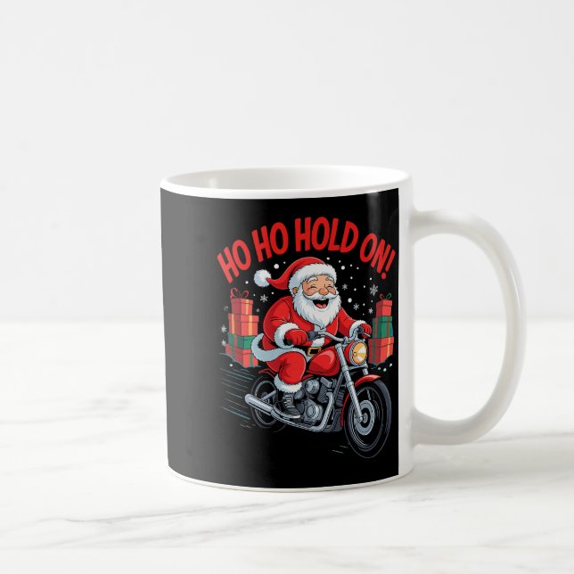 Funny Santa Riding Motorcycle Holiday Christmas Xm Coffee Mug (Right)