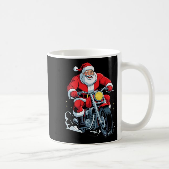 Funny Santa Riding Motorcycle Holiday Christmas Xm Coffee Mug (Right)