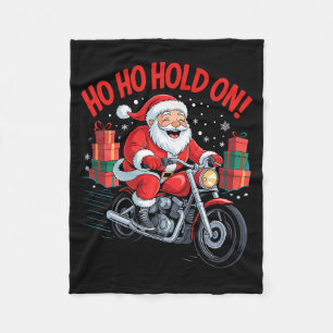 Funny Santa Riding Motorcycle Holiday Christmas Xm Fleece Blanket