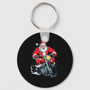 Funny Santa Riding Motorcycle Holiday Christmas Xm Key Ring