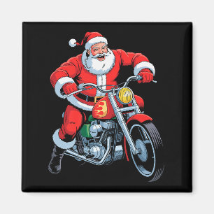 Funny Santa Riding Motorcycle Holiday Christmas Xm Magnet