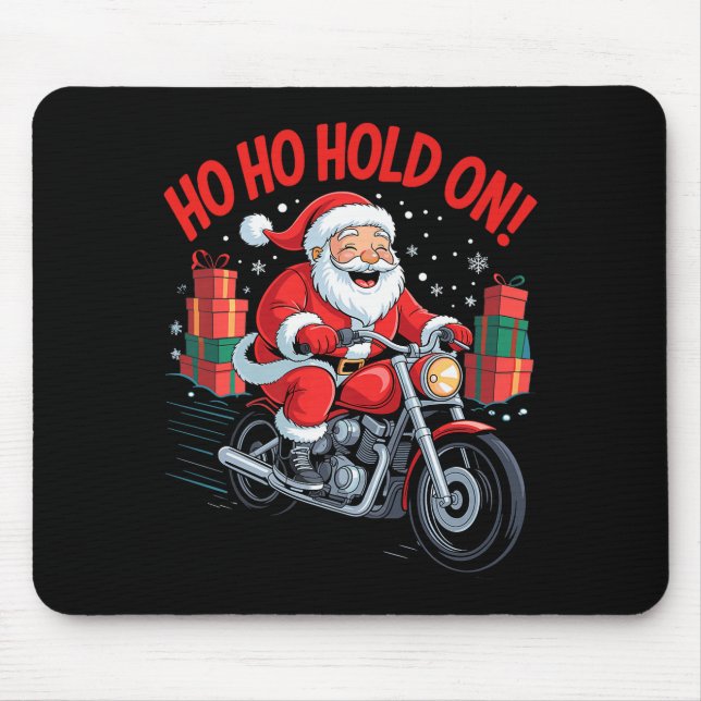 Funny Santa Riding Motorcycle Holiday Christmas Xm Mouse Mat (Front)