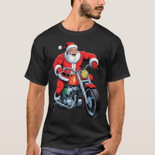 Funny Santa Riding Motorcycle Holiday Christmas Xm T-Shirt