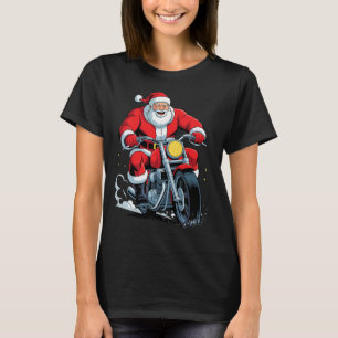 Funny Santa Riding Motorcycle Holiday Christmas Xm T-Shirt