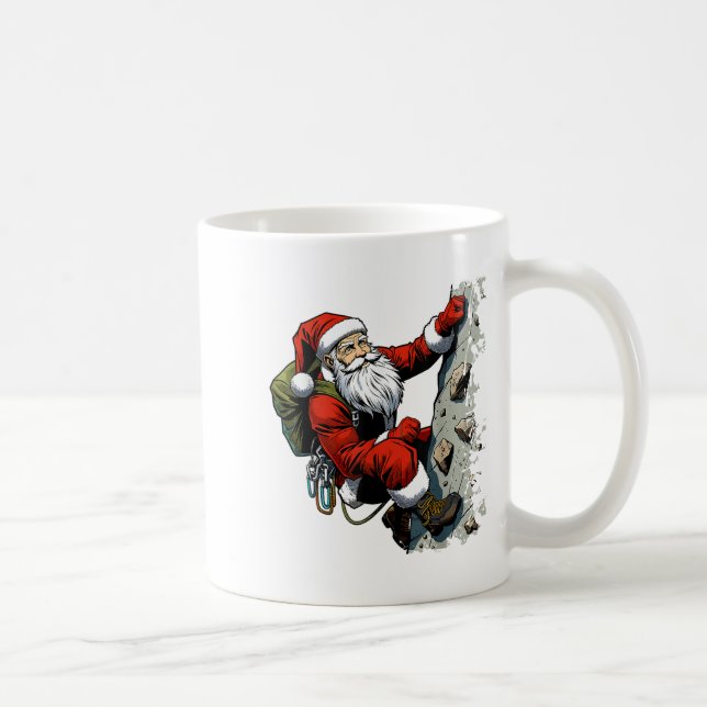 Funny Santa Rock Climbing Christmas Xmas Boulderin Coffee Mug (Right)