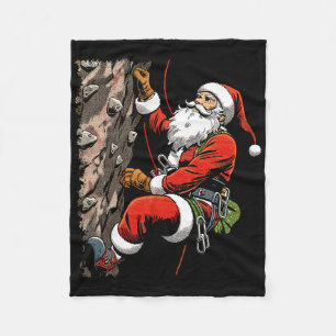 Funny Santa Rock Climbing Christmas Xmas Boulderin Fleece Blanket