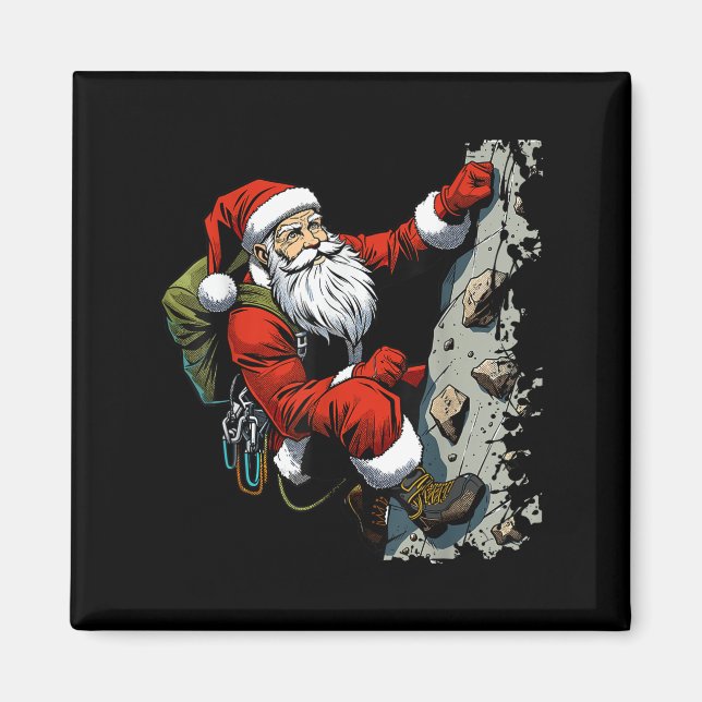 Funny Santa Rock Climbing Christmas Xmas Boulderin Magnet (Front)