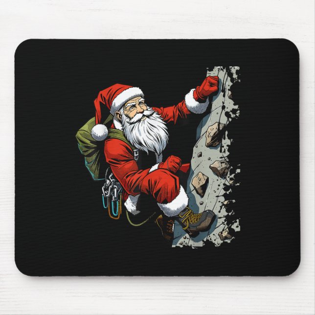 Funny Santa Rock Climbing Christmas Xmas Boulderin Mouse Mat (Front)