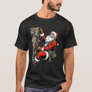 Funny Santa Rock Climbing Christmas Xmas Boulderin T-Shirt