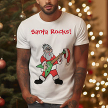Funny Santa Rocks Guitar Christmas