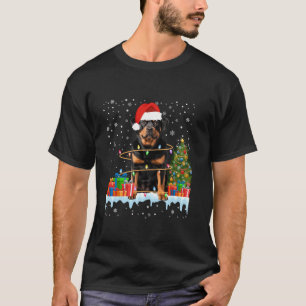 Funny Santa Rottweiler Dog Christmas Lights Xmas P T-Shirt