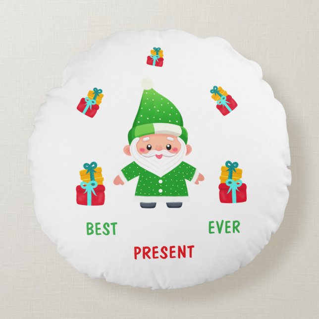 Funny Santa Round Cushion (Front)