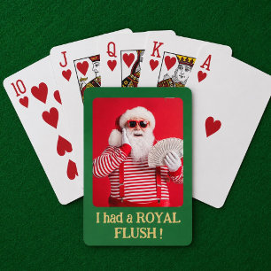Funny Santa Royal Flush Photo Gift Playing Cards