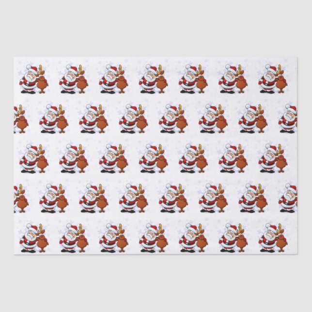 Funny Santa & Rudolph Holiday Tissue Paper (Front)