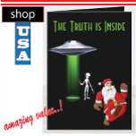 Funny Santa Running UFO Holiday Card<br><div class="desc">Santa running from aliens. Very funny. Great card for your next Christmas party.
Ufo. #ufo,  #alieninvasion,  #funnysanta, </div>