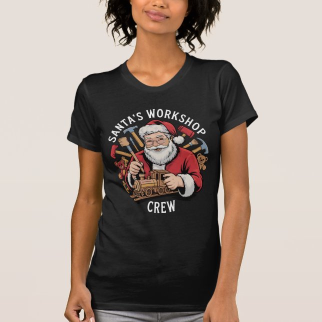 Funny Santa’s Workshop Crew Christmas Helper T-Shirt (Front)