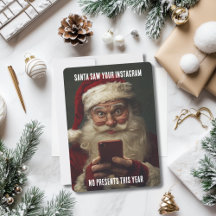 Funny Santa Saw Your Instagram No Presents Xmas 