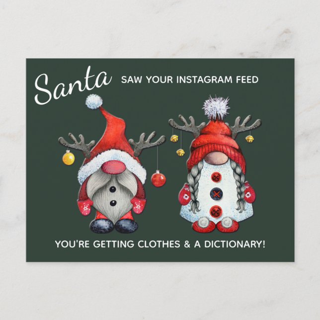 Funny Santa Saw Your Social Media Post Christmas Holiday Postcard (Front)