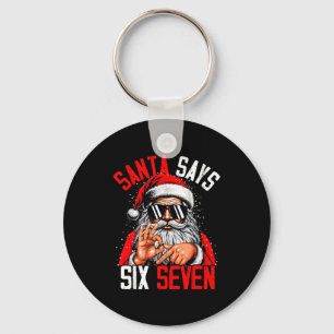 Funny Santa Says Six Seven 6 7 Christmas Vintage H Key Ring
