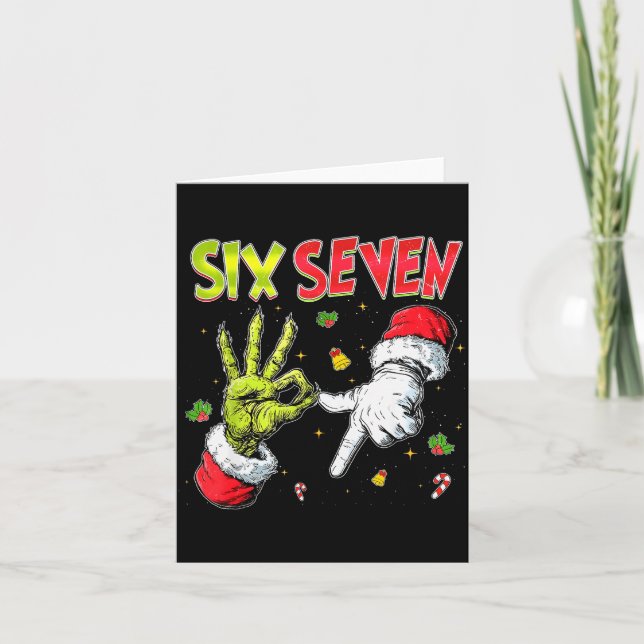 Funny Santa Says Six Seven Christmas 67 Meme Xmas  Card (Front)